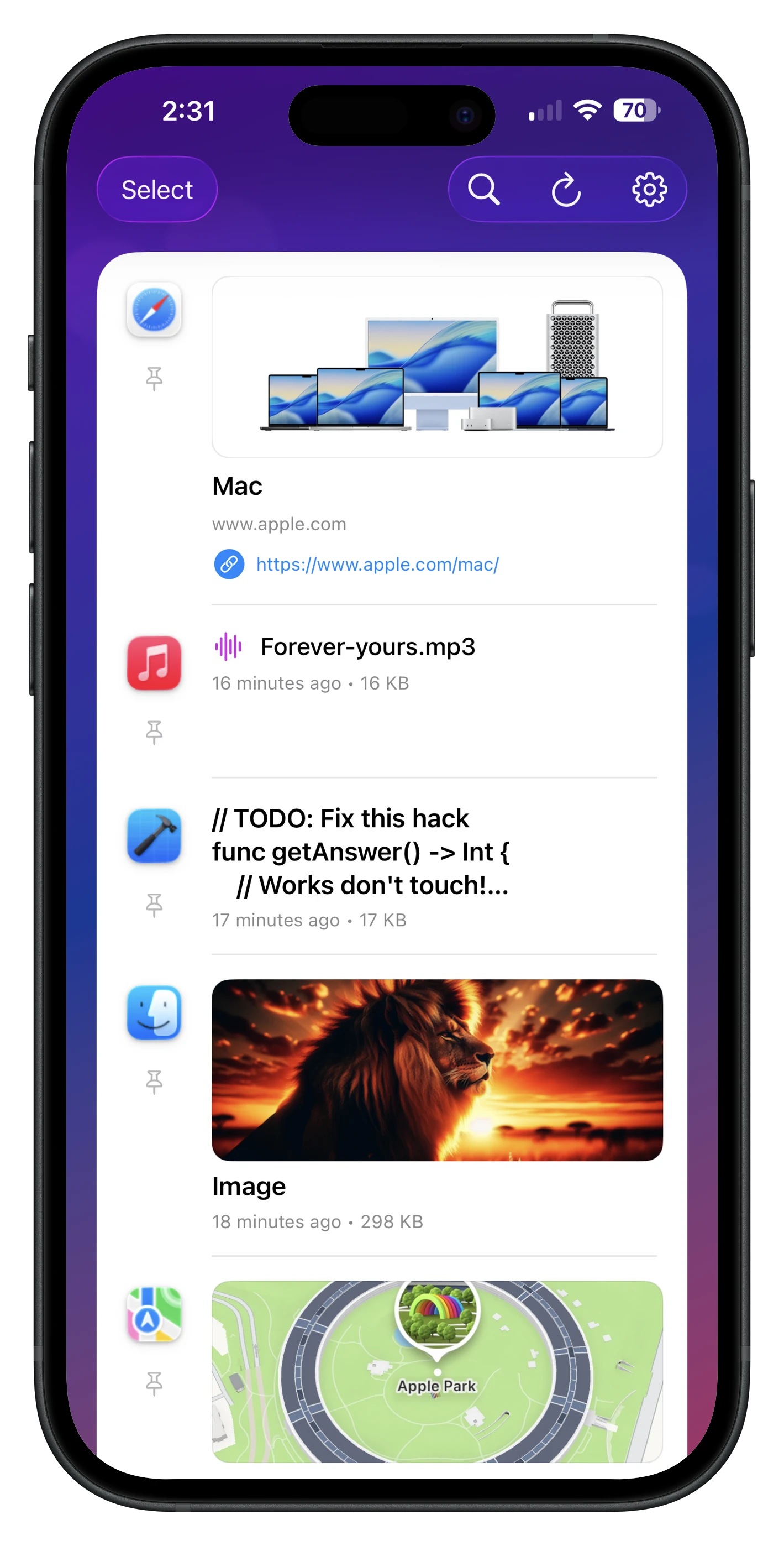 Clipboard history app on iPhone with iCloud sync